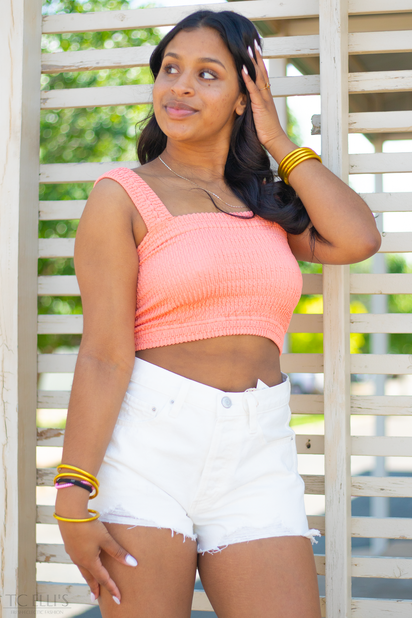 Shirred Square Neck Crop Top