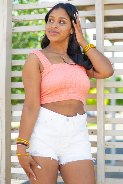 Shirred Square Neck Crop Top