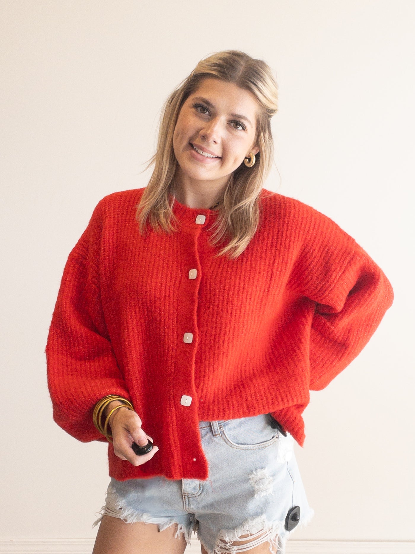 X's and O's Button Up Sweater