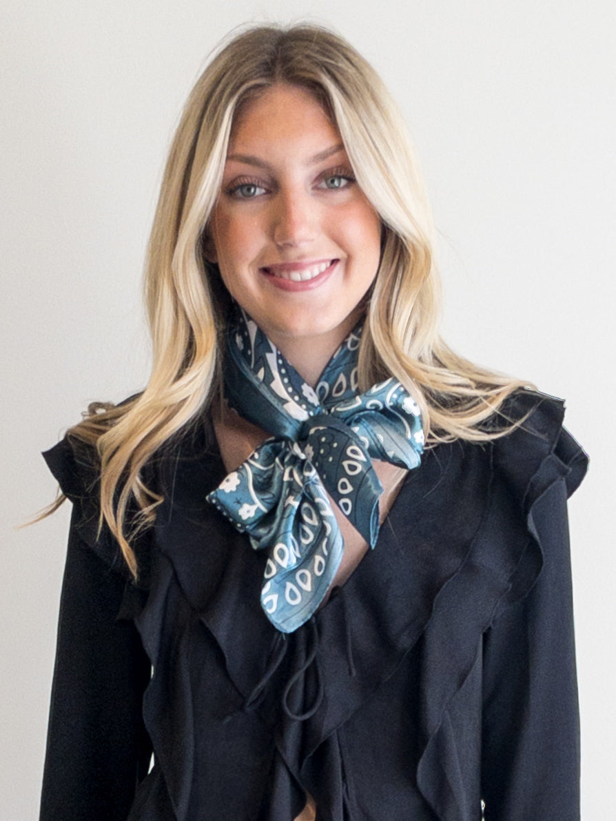 Blue & White Paisley Wild Rag