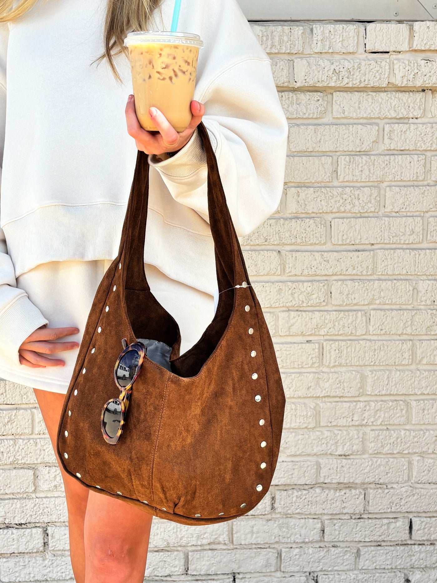 Suede Studded Bag