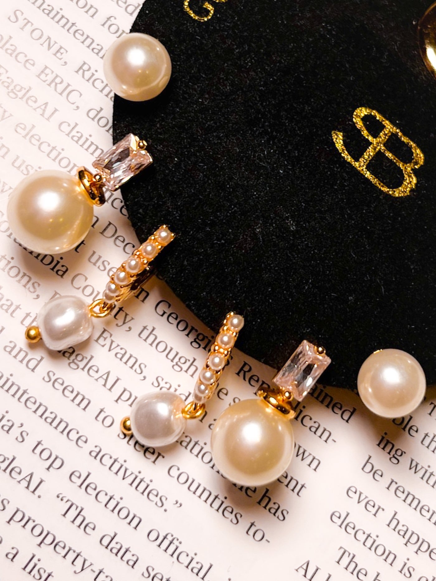 Gold Dipped Pearl Earrings Set